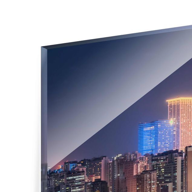 Glasbild - Nachtlichter von Macau - Panorama