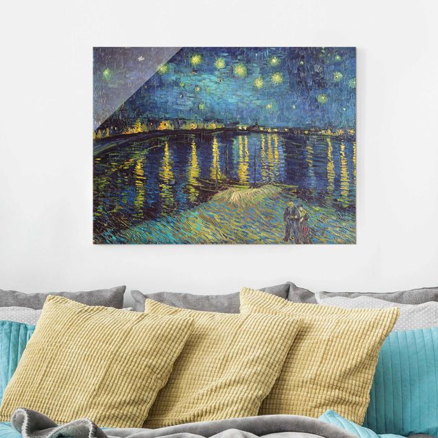 Glasbild - Vincent van Gogh - Sternennacht über der Rhône - Querformat 3:4