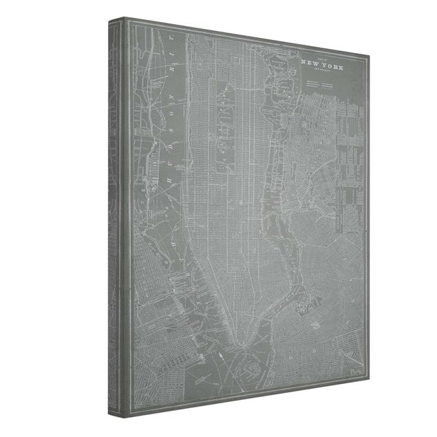 Leinwandbilder Vintage Vintage Stadtplan New York Manhattan