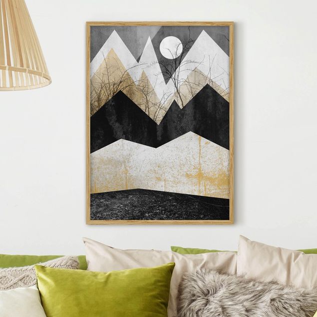 Moderne Bilder mit Rahmen Goldene Berge Äste