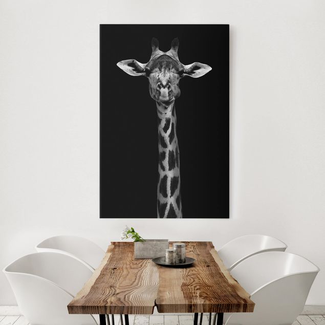 Wandbilder Dunkles Giraffen Portrait