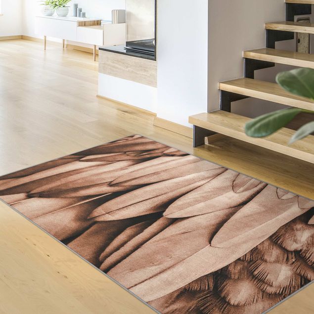 Moderner Teppich Federn in Rosegold
