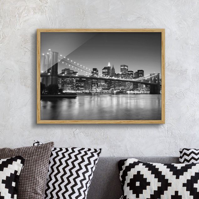 Skylines Bilder mit Rahmen Brooklyn Brücke in New York II