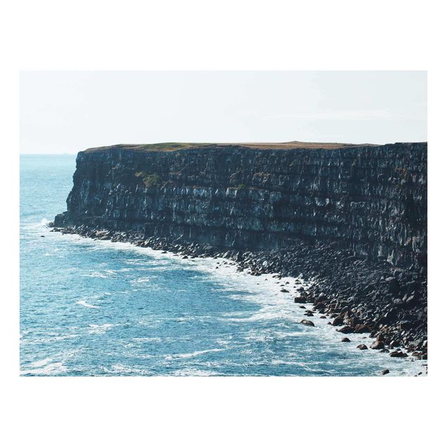 Glasbild - Felsige Klippen auf Island - Querformat