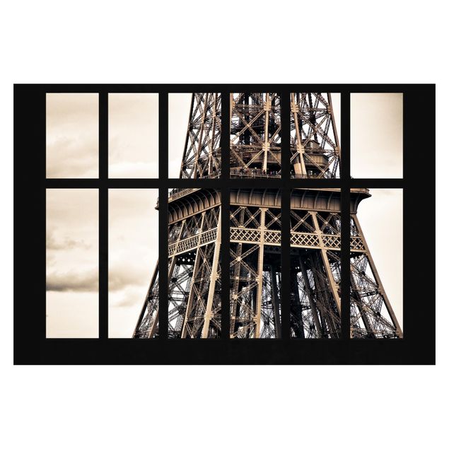 schöne Tapeten Fenster Eiffelturm Paris