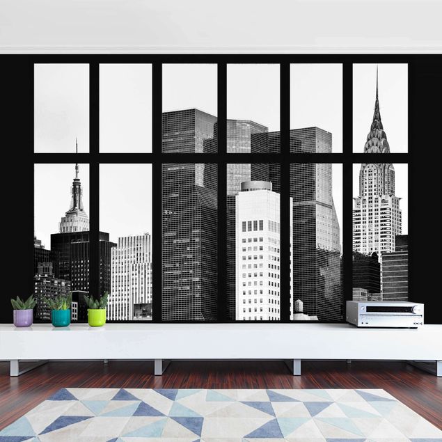 Design Tapeten Fenster Manhattan Wolkenkratzer