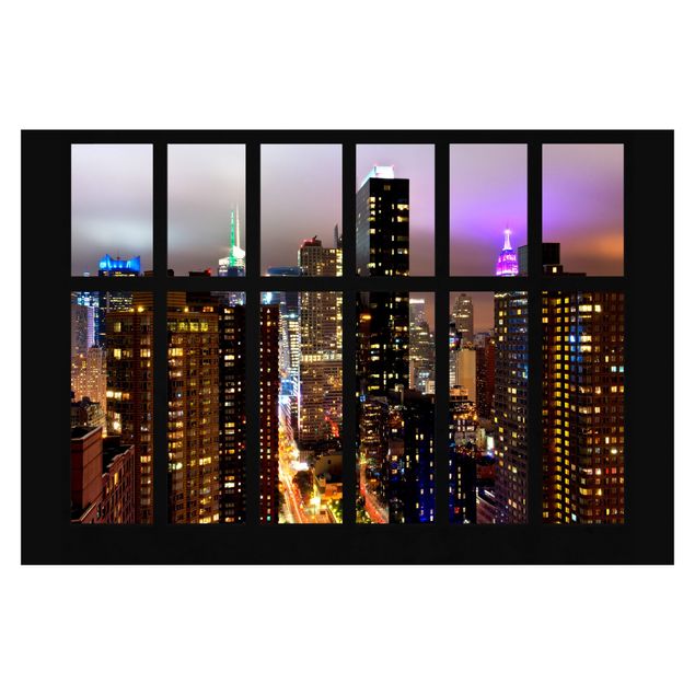 schöne Tapeten Fenster New York Mondlicht