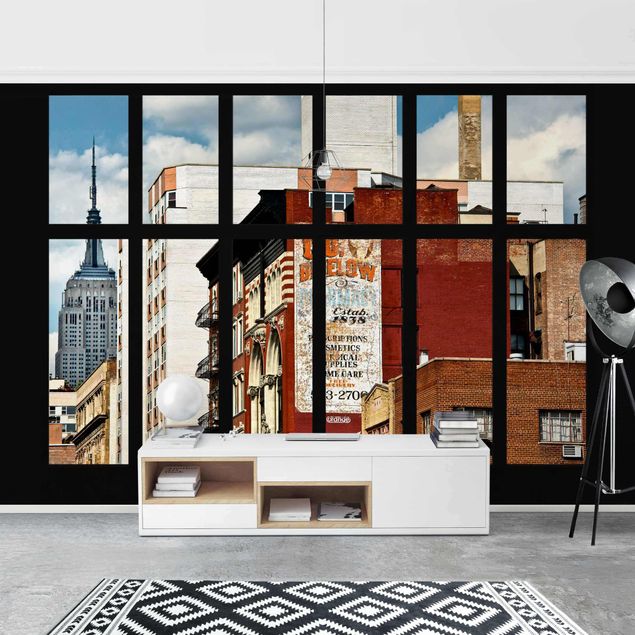 3D Fototapete Fensterblick auf New York Gebäude