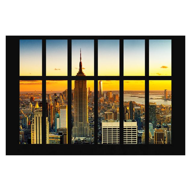 Tapeten kaufen Fensterblick Manhattan Skyline Sonnenuntergang