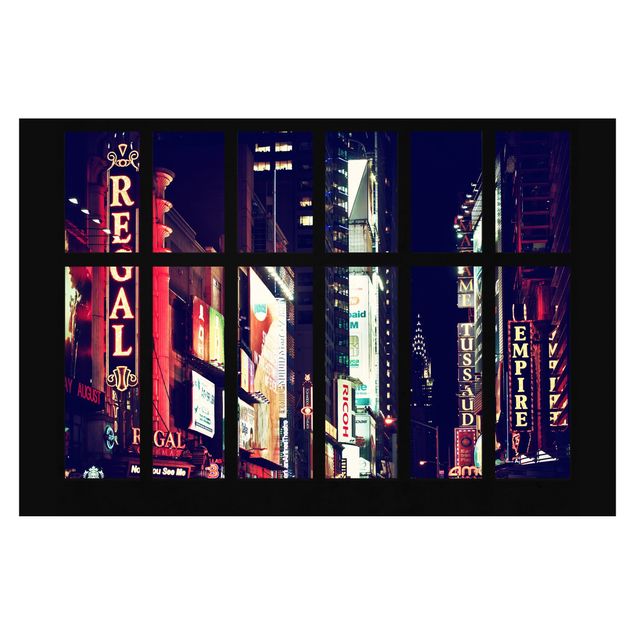 schöne Tapeten Fensterblick Times Square bei Nacht