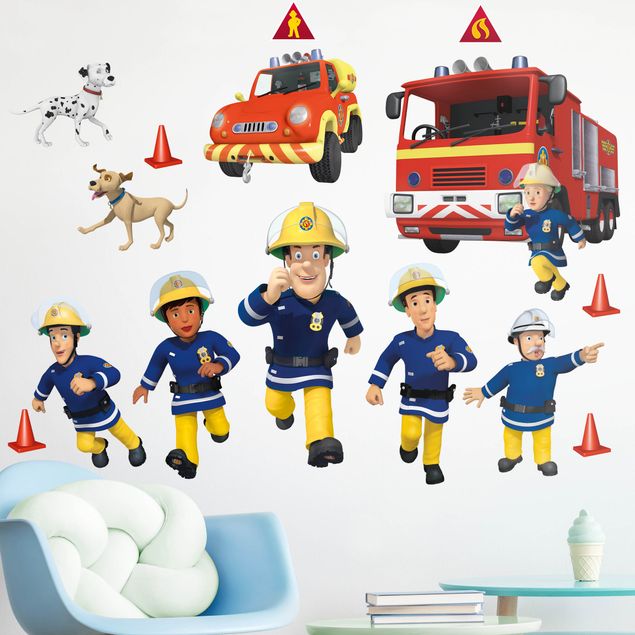 Wandtattoo Feuerwehrmann Sam rettet dich Sticker Wandaufkleber Kinderzimmer 