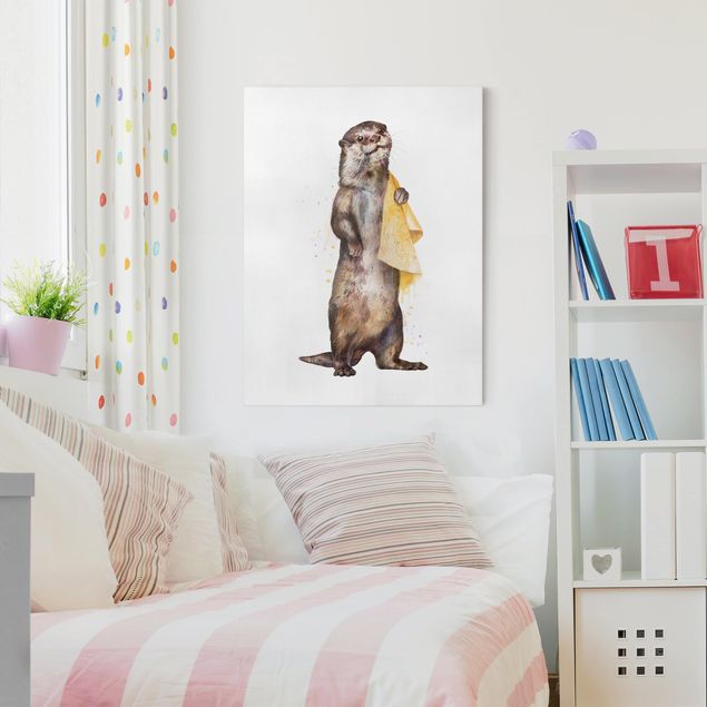 Laura Graves Art Illustration Otter mit Handtuch Malerei Weiß