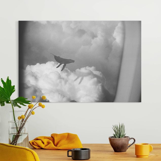 Leinwandbilder modern Fliegender Wal in den Wolken