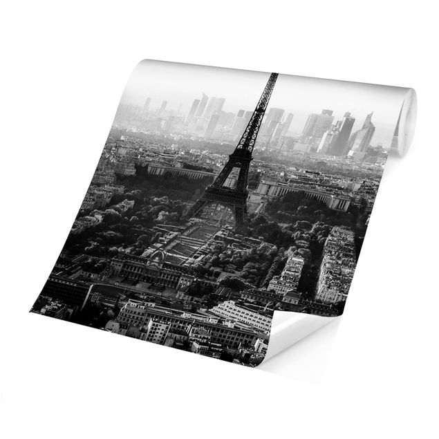 schöne Tapeten Der Eiffelturm von Oben Schwarz-weiß