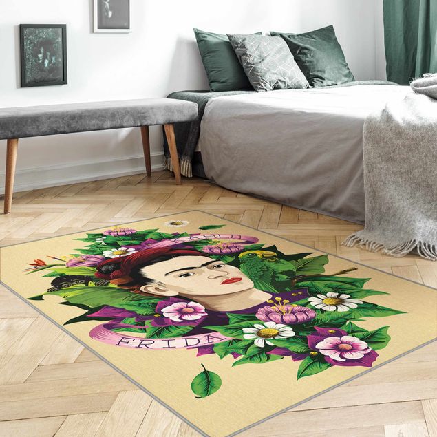 Teppiche groß Frida Kahlo - Frida,Äffchen und Papagei