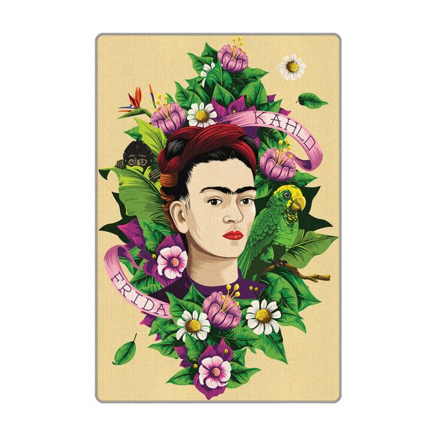 Teppich - Frida Kahlo - Frida,Äffchen und Papagei