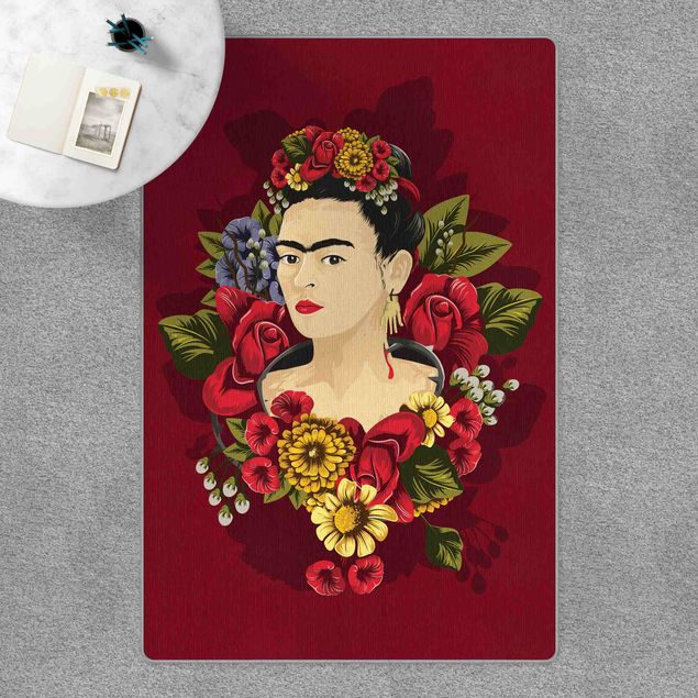 Teppich weiß Frida Kahlo - Rosen