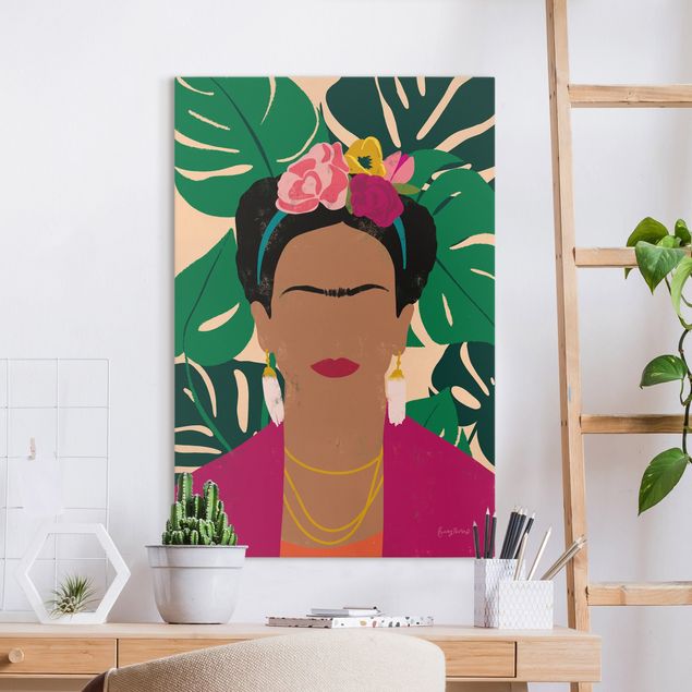 Blumenbilder auf Leinwand Frida tropische Collage
