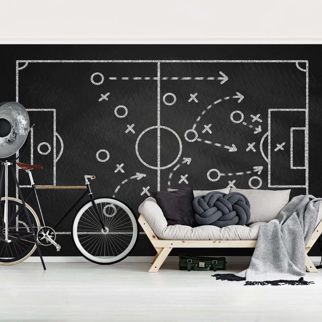 Design Tapeten Fußballstrategie auf Tafel