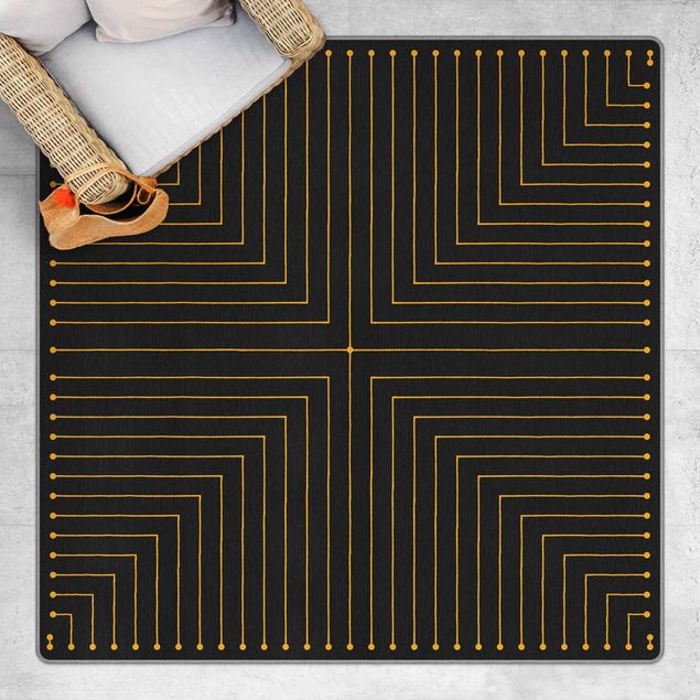 Teppich schwarz Geometrische Ecken anthrazit