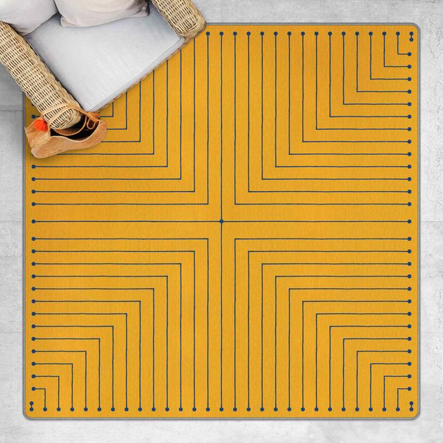 Teppich gelb Geometrische Ecken gelb