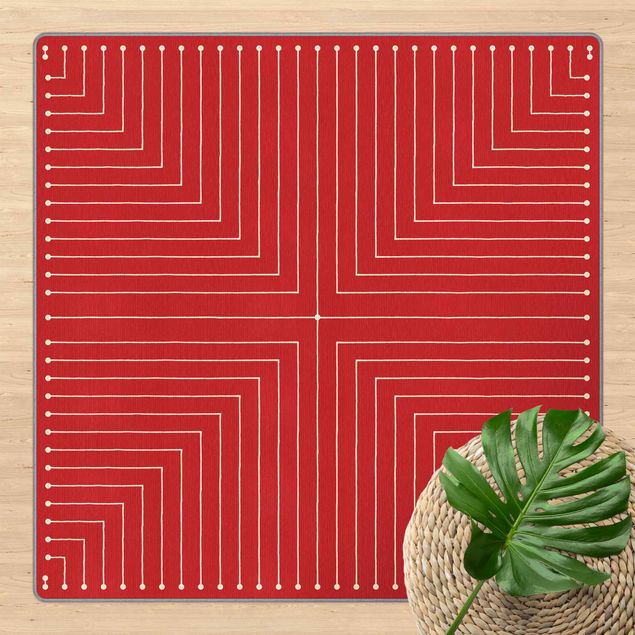 Teppich rot Geometrische Ecken rot