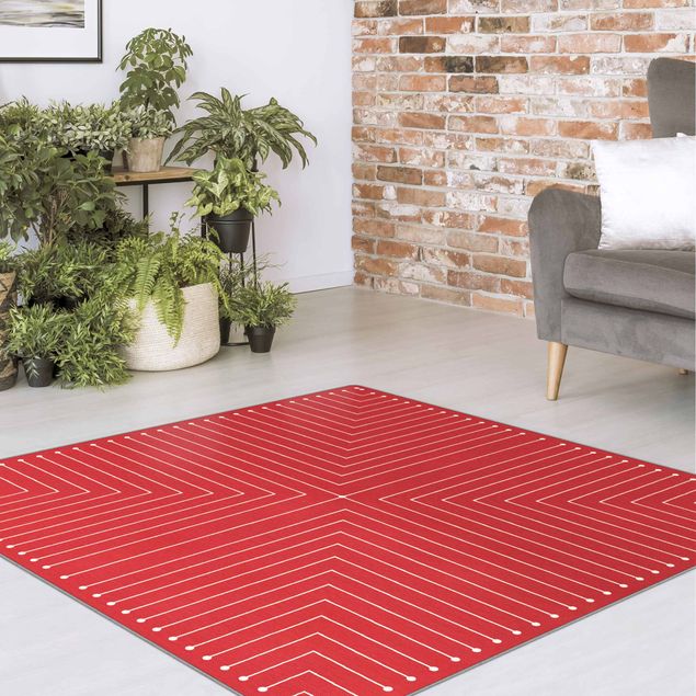 Moderner Teppich Geometrische Ecken rot
