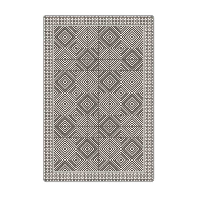 Teppich - Geometrische Fliesen Strudel Grau mit Mosaikrahmen