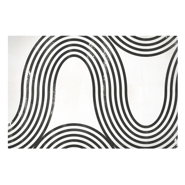 Leinwandbild - Geometrische Wellen Schwarz Weiß I - Querformat 3:2