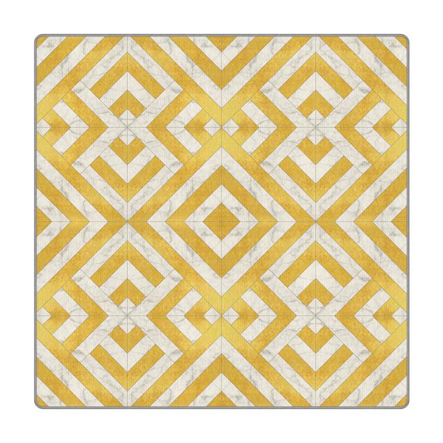 Teppich - Geometrischer Fliesenmix Art Deco Gold Marmor
