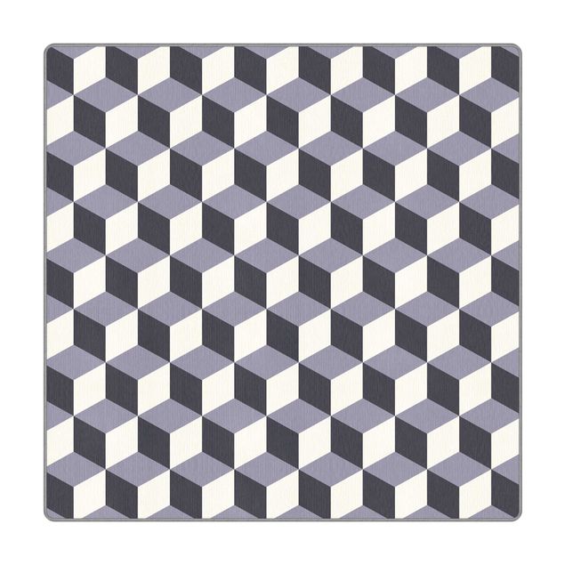 Teppich - Geometrischer Fliesenmix Würfel Violett