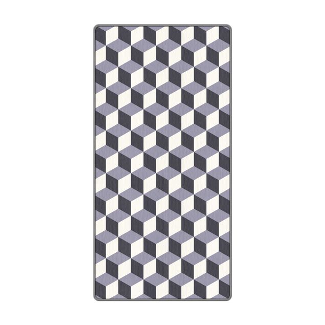 Teppich - Geometrischer Fliesenmix Würfel Violett