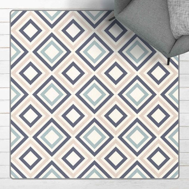 Teppich grau Geometrisches Muster aus gerahmten Quadraten
