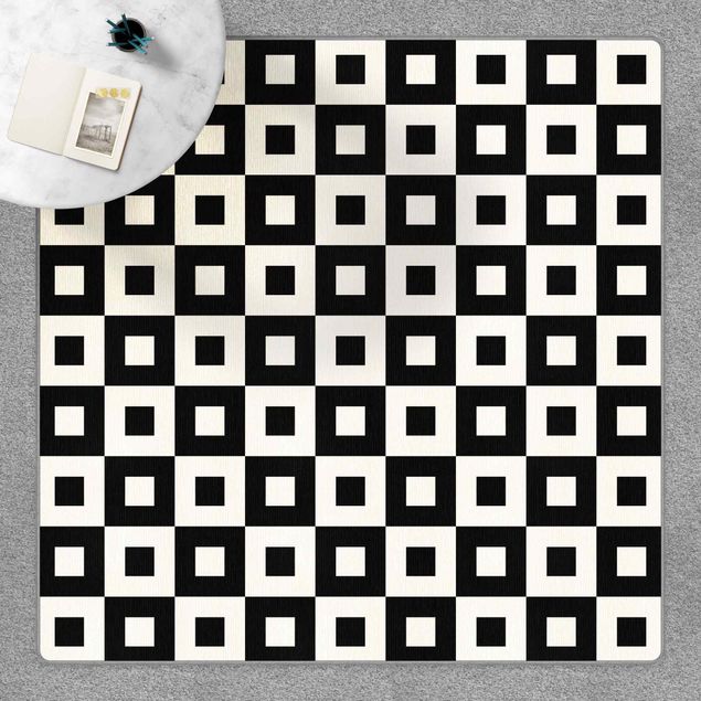 Teppiche groß Geometrisches Muster aus Schwarz Weißen Quadraten