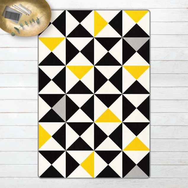 Teppich gelb Geometrisches Muster große Dreiecke Farbakzent Gelb
