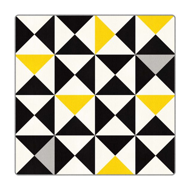 Teppich - Geometrisches Muster große Dreiecke Farbakzent Gelb