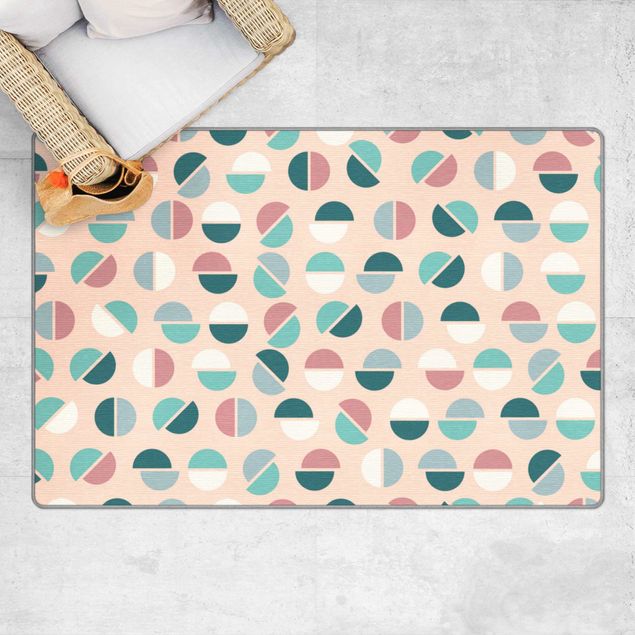 Teppich pastell Geometrisches Muster Halbkreise in Pastell