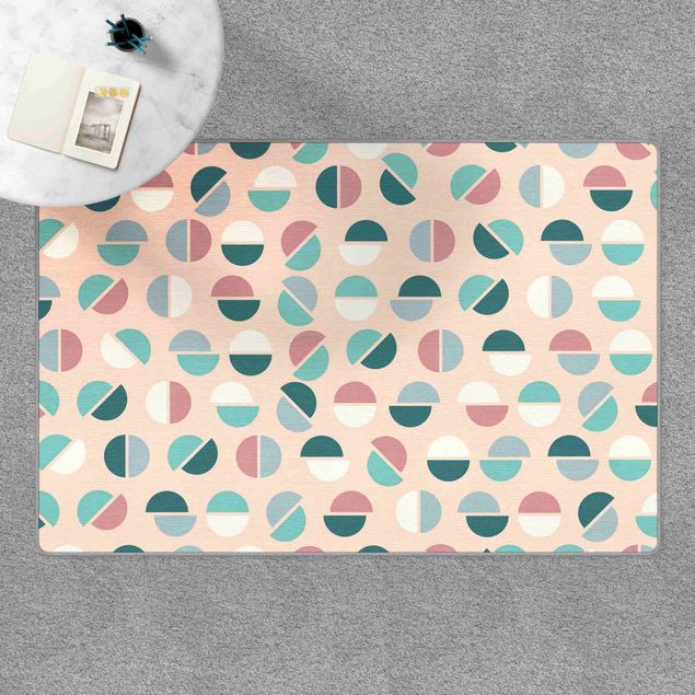 Große Teppiche Geometrisches Muster Halbkreise in Pastell