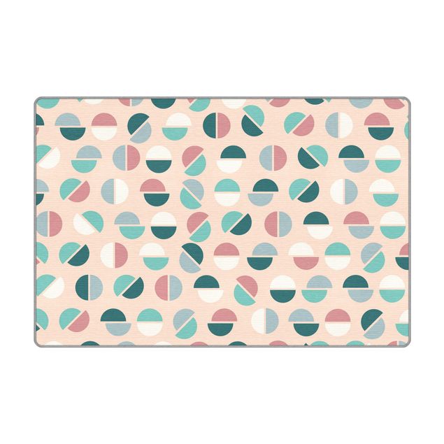 Teppich - Geometrisches Muster Halbkreise in Pastell