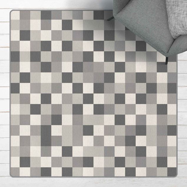Teppich grau Geometrisches Muster Mosaik Grau