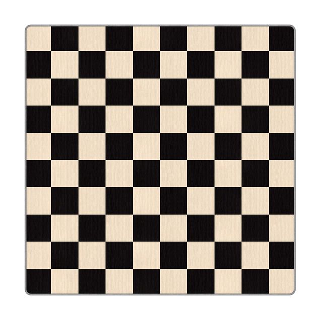 Teppich - Geometrisches Muster Schachbrett Schwarz Beige
