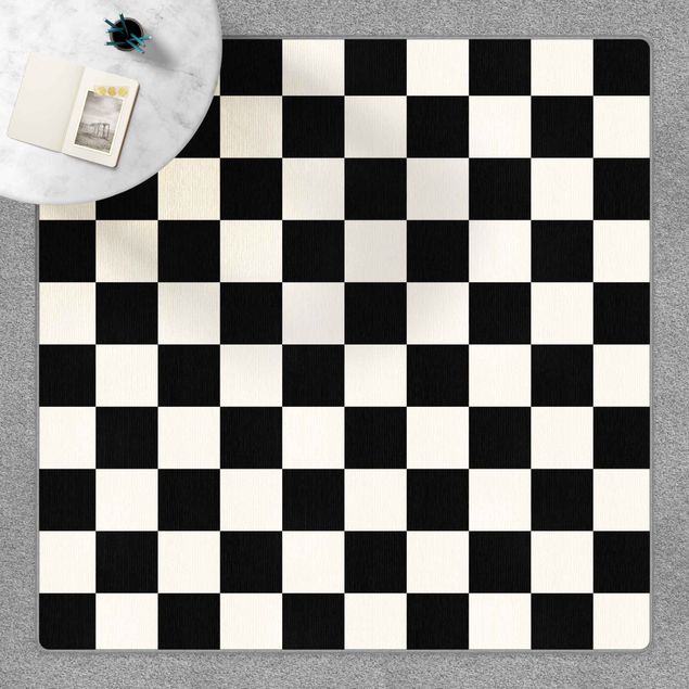 Teppiche groß Geometrisches Muster Schachbrett Schwarz Weiß