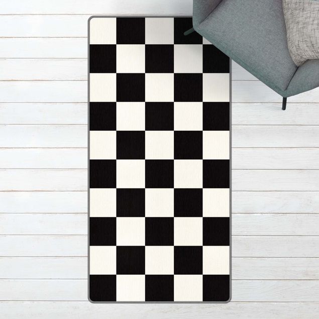 Teppiche groß Geometrisches Muster Schachbrett Schwarz Weiß