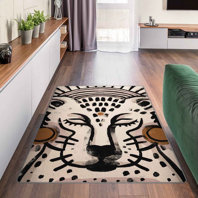 Moderne Teppiche Gepard mit Perlenohrringen Illustration