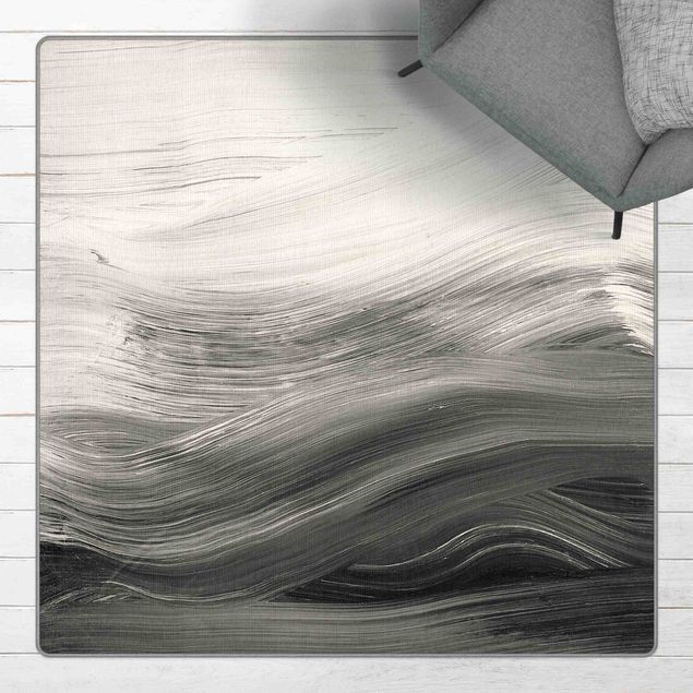 Abstrakte Teppiche Geschwungene Wellen Schwarz Weiß