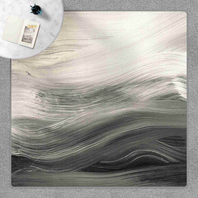 Teppich schwarz-weiß Geschwungene Wellen Schwarz Weiß
