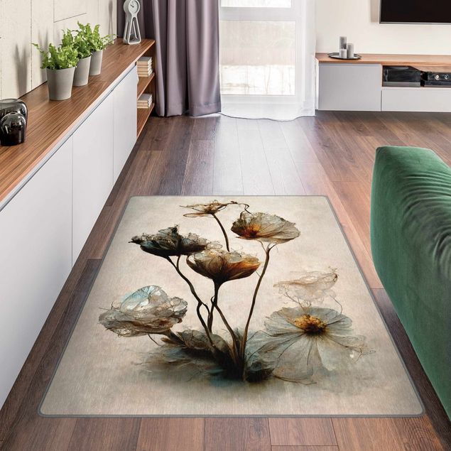 Moderner Teppich Getrocknete Blüten