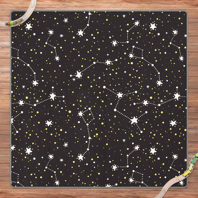 Teppich schwarz Gezeichneter Sternenhimmel mit Großem Wagen