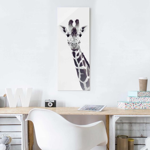Monika Strigel Bilder Giraffen Portrait in Schwarz-weiß