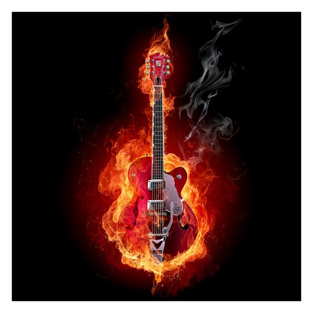 Fototapete - Gitarre in Flammen